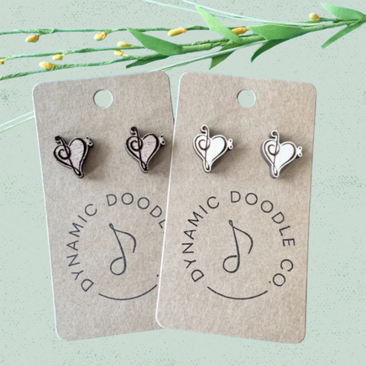 Music Heart Earring Studs