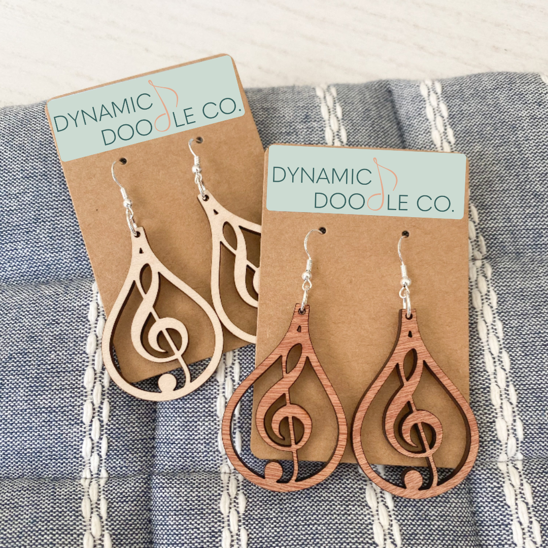 Treble Clef Teardrop Earrings