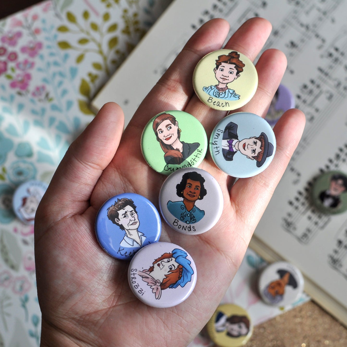 Women Composer Buttons - Set of 16