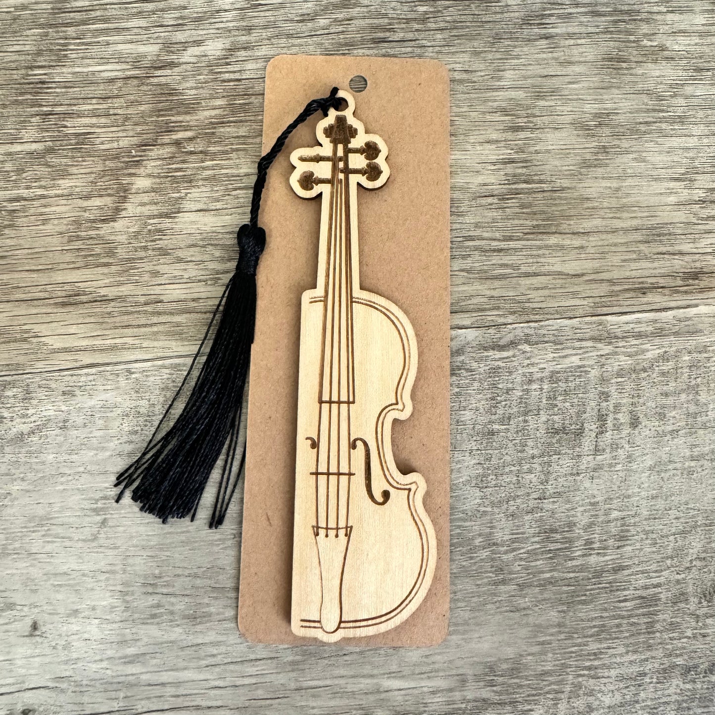 Wooden String Instrument Bookmark
