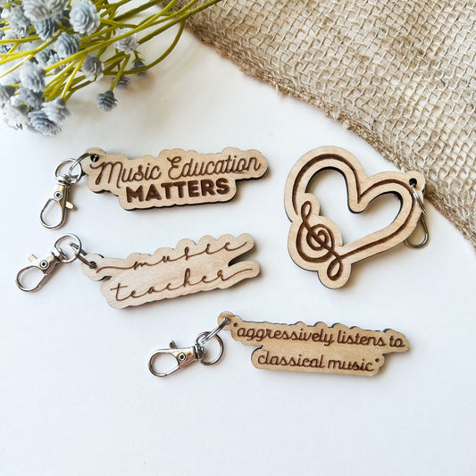 Wooden Music Keychain