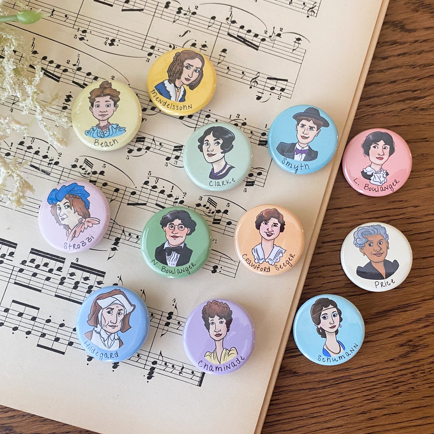 Women Composer Buttons - Set of 12