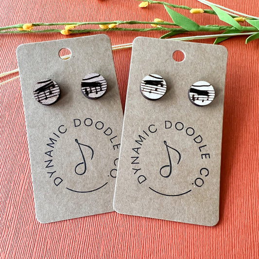 Engraved Music Earring Studs
