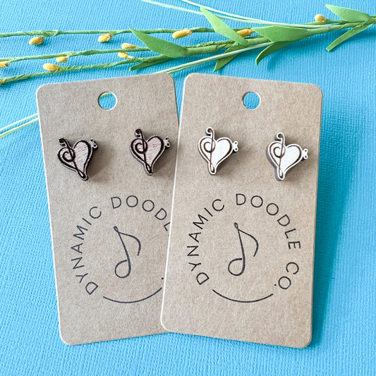 Music Heart Earring Studs